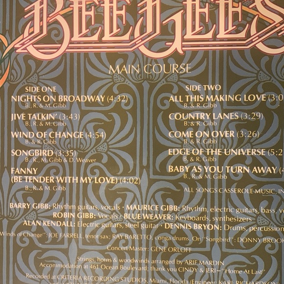1975 original pressing BEEGEES…excellent near mint condition Main Course - Picture 6 of 7